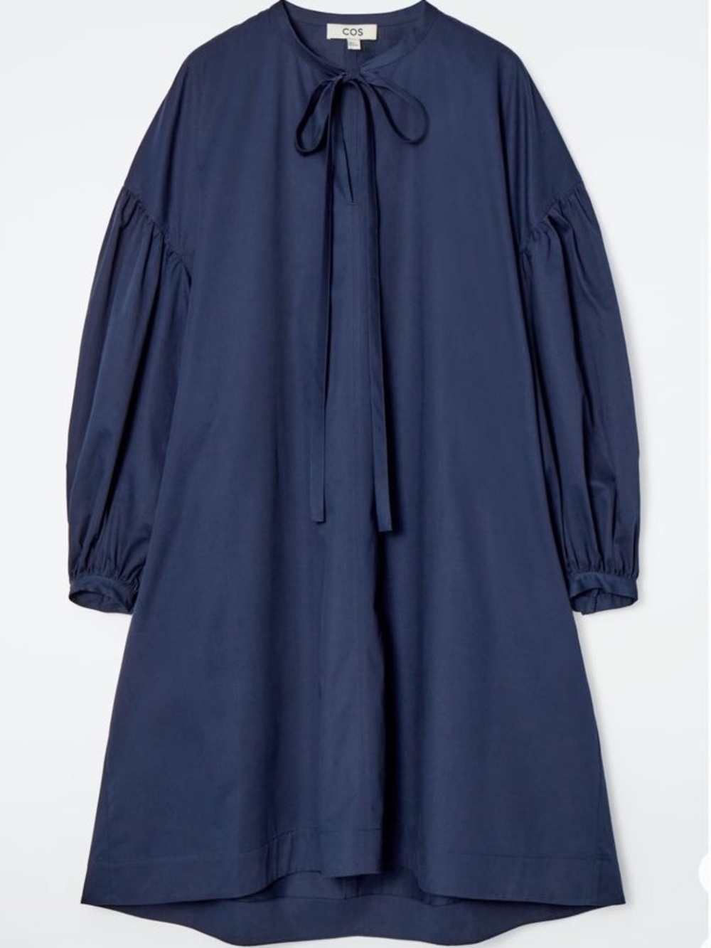 COS Navy Gathered Tie-Detail Dress